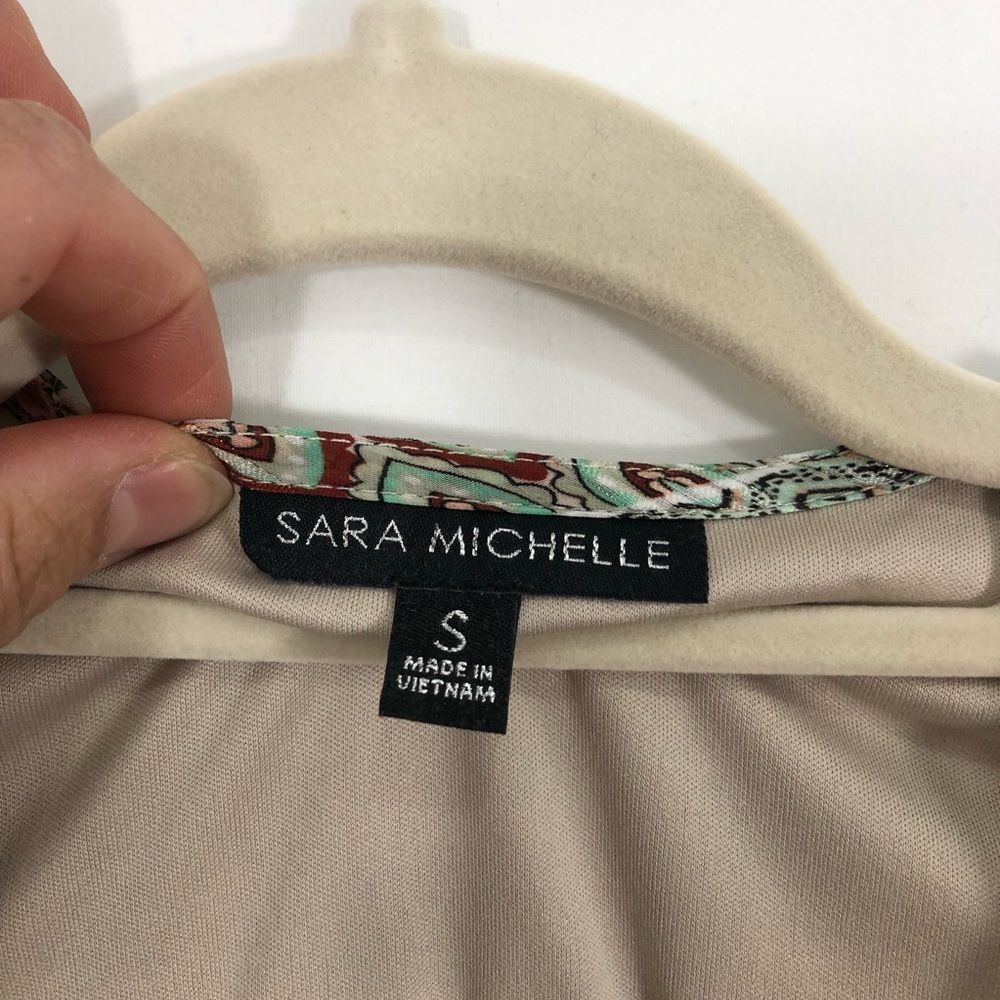 Sara Michelle Ladies Layered Boho Style Blouse Size Small Tan & Multicolored - Picture 3 of 9